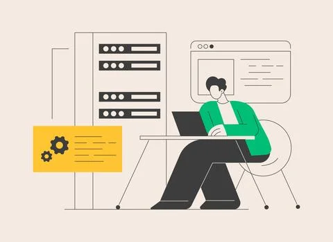 PHP and MySql development abstract concept vector illustration. Stock Illustration