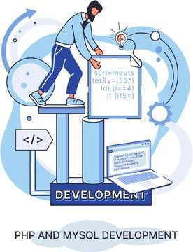 PHP and MySql development. Software website developer, programmer service, .. イラスト素材