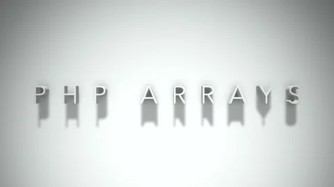 Php arrays 3D title animation with shadows on a white background Stock Footage 297268808