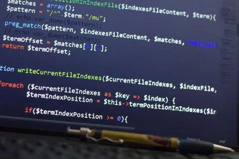 PHP back-end code. Computer programming source code Foto stock