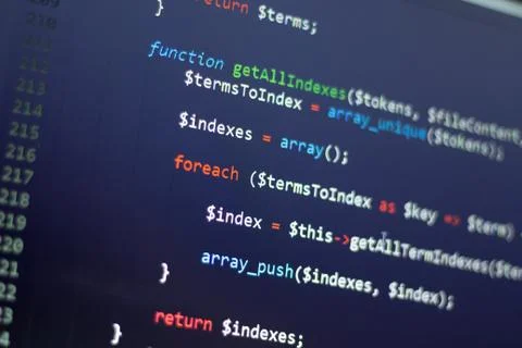 PHP back-end code. Computer programming source code Stock Photos