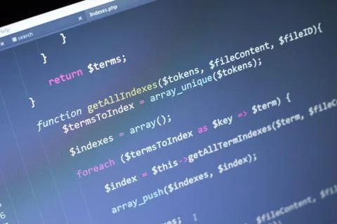 PHP back-end code. Computer programming source code Stock Photos