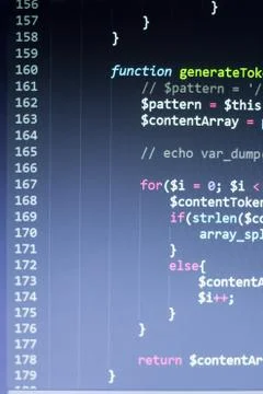 PHP back-end code. Computer programming source code Foto stock