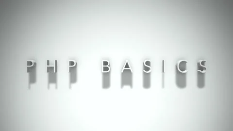 Php basics 3D title animation with shadows on a white background Stock Footage 297268810