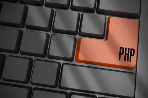 Php on black keyboard with brown key 스톡 일러스트