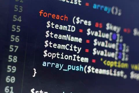 PHP code close up Foto stock