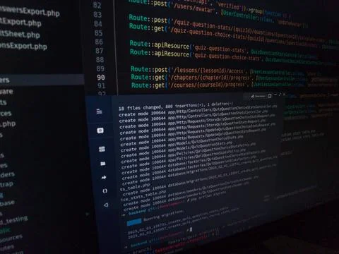 PHP Code on Dark Screen Foto stock
