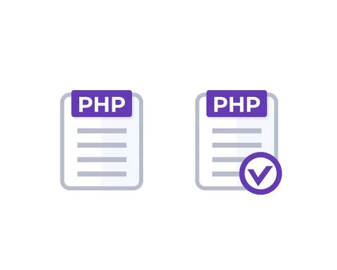 PHP code, document with check mark vector icon Stock Illustration