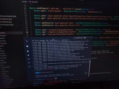 PHP Code on Laptop Screen Stock Photos
