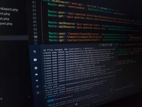 PHP Code on Laptop Screen 스톡 사진
