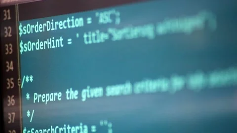 PHP-code review on screen by web developer and php developer computer screen Stock Footage 209181033