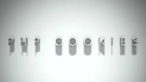 Php cookies 3D title animation with shadows on a white background Stock Footage 297268812