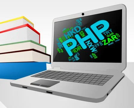 Php Currency Indicates Exchange Rate And Broker Ilustración de archivo
