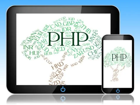 Php Currency Shows Worldwide Trading And Currencies Stock-Illustration