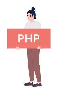 PHP developer semi flat color vector character Stock Illustration