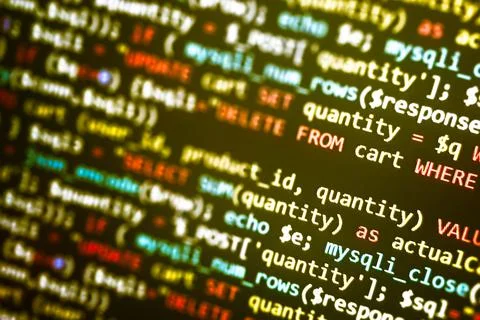 PHP development, software site code. Data encryption security code on a compu 스톡 사진