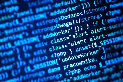 PHP development, software site code. Data encryption security code on a compu 스톡 사진