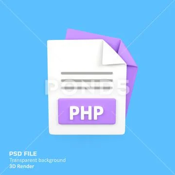 PHP file document type isolated 3d render icon illustration PSD Template