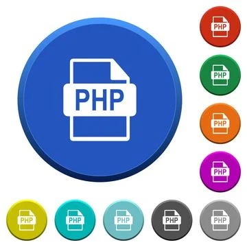 PHP file format beveled buttons 스톡 일러스트