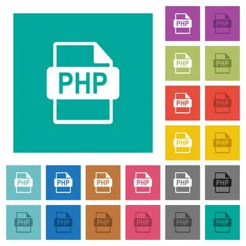 PHP file format square flat multi colored icons 스톡 일러스트