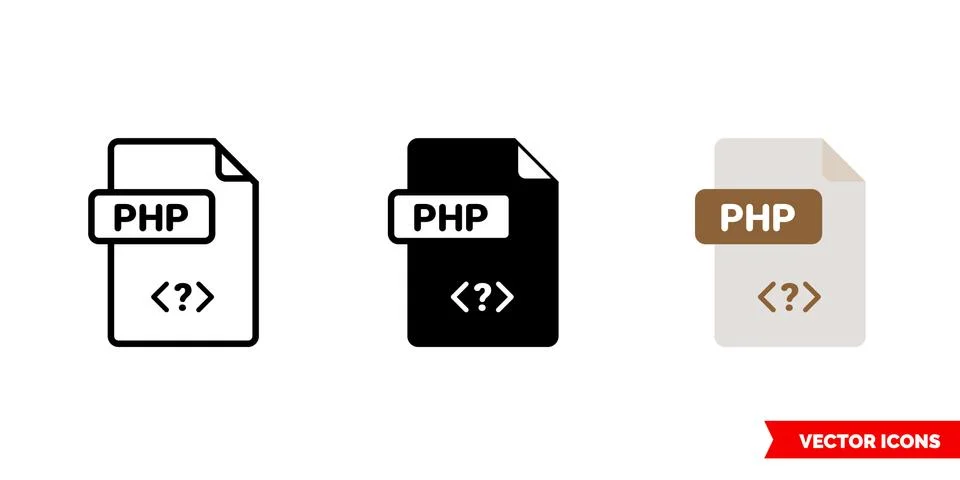 PHP file icon of 3 types. Isolated vector sign symbol. Stockillustratie