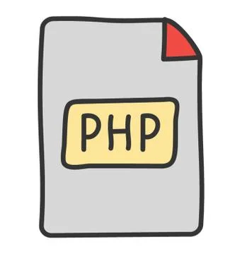 Php file icon in doodle vector Stock Illustration