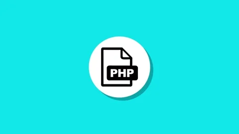PHP file motion graphic animation with a white circle and a turquoise backg.. Видео 329272741