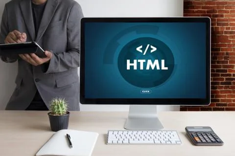 PHP HTML DEVELOPER Web Code design  Programmer working in a software in Devel Stock Photos