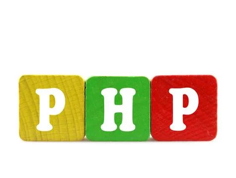Php - isolated text in wooden building blocks php - isolated text in woode... Stock Photos