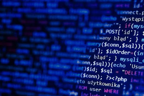 PHP language web programming source code. Abstract code background.  Backend  Stockfoto's