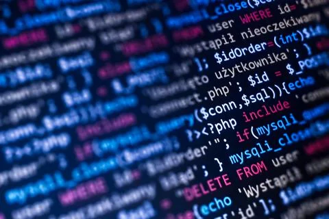 PHP language web programming source code. Abstract code background.  Backend  Stockfoto's