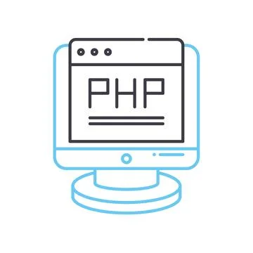 Php line icon, outline symbol, vector illustration, concept sign Stock Illustration
