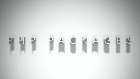 Php packages 3D title animation white text on a white background Stock Footage 299758534
