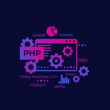 PHP programming and coding, vector Illustrazione stock