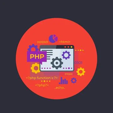PHP programming, coding vector illustration Illustrazione stock