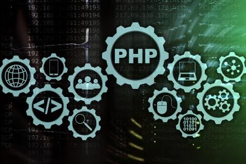 PHP programming language. Developing programming and coding technologies.Cybe Stock Photos