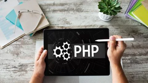 PHP programming language. Web and application development concept. 写真素材