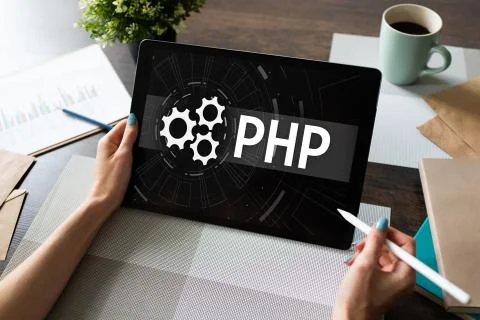 PHP programming language. Web and application development concept. Stock Photos