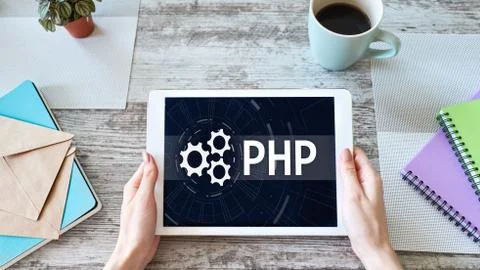 PHP programming language. Web and application development concept. Foto stock