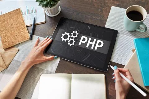 PHP programming language. Web and application development concept. Foto stock
