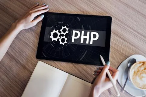 PHP programming language. Web and application development concept. 写真素材