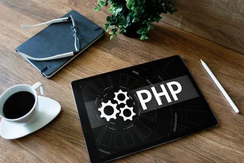 PHP programming language. Web and application development concept. Foto stock