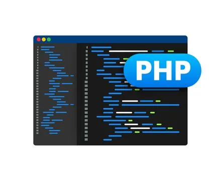 PHP programming language. Website Development, coding. Vector stock illustration Stock Illustration