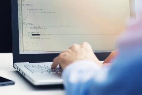 Php programming - programmer working on new website development Foto stock