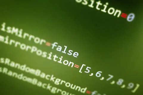 PHP screen code. Development monitor. Programming concept background, databas Stock Photos