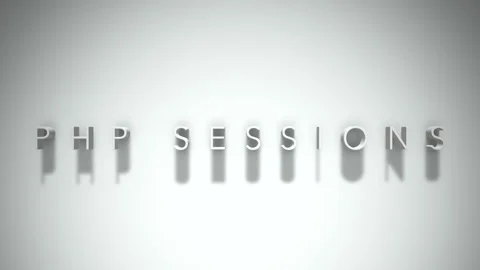 Php sessions 3D title animation white text on a white background Stock Footage 299758539