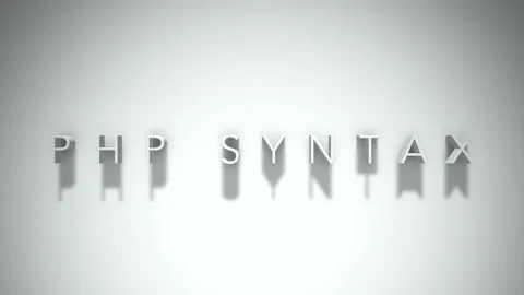 Php syntax 3D title animation with shadows on a white background Stock Footage 297268836