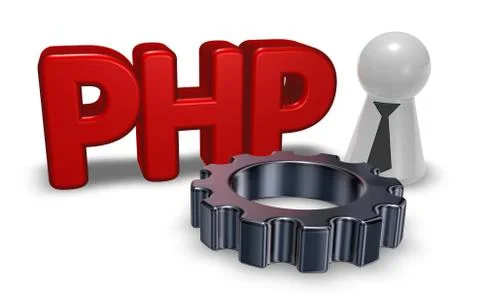 Php tag and cogwheel - 3d illustration Stock Illustration