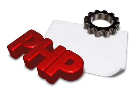 Php tag and cogwheel - 3d illustration Stock Illustration