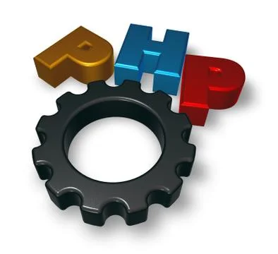 Php tag and cogwheel - 3d illustration Stockillustratie